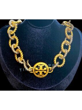 Tory Burch Textured Rope Gold and Silver Metal Necklace - JUST RELEASED